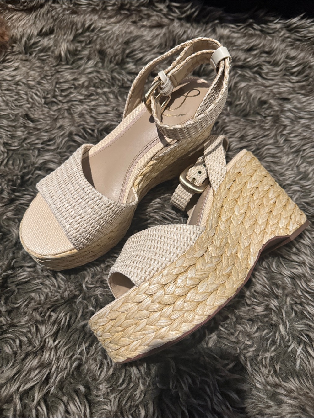 Sam Edelman Woven Espadrille Platform Sandals - Beige